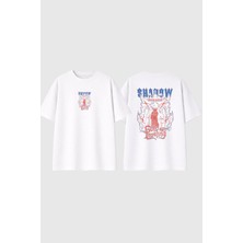 Urbvn Solo Leveling Tasarım Baskılı Beyaz Oversize T Shirt