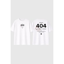 Urbvn 404 Tasarım Baskılı Beyaz Oversize T Shirt