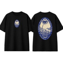 Urbvn Grand Hotel Tasarım Baskılı Siyah Oversize T-Shirt