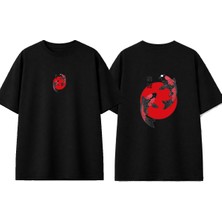 Urbvn Japan Fish Tasarım Baskılı Siyah Oversize T-Shirt