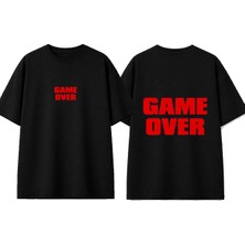 Urbvn Game Over Red Tasarım Baskılı Siyah Oversize T-Shirt