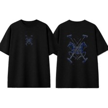 Urbvn Horse 5 Tasarım Baskılı Siyah Oversize T-Shirt