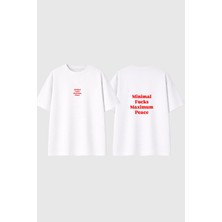 Urbvn Max Peace Tasarım Baskılı Beyaz Oversize T Shirt