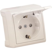 Skygo Krem Kapaklı Topraklı Priz Çarpma Karşıtı