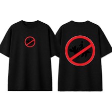 Urbvn Dont Ride A Dino Tasarım Baskılı Siyah Oversize T-Shirt