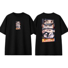 Urbvn Anime Eyes 2 Tasarım Baskılı Siyah Oversize T-Shirt