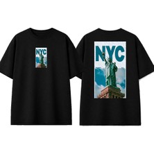 Urbvn Nyc 2 Tasarım Baskılı Siyah Oversize T-Shirt