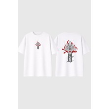 Urbvn Indonesia Tasarım Baskılı Beyaz Oversize T Shirt