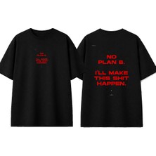 Urbvn No Plan Tasarım Baskılı Siyah Oversize T-Shirt