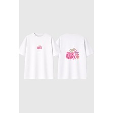 Urbvn Sunny Hunny Tasarım Baskılı Beyaz Oversize T Shirt