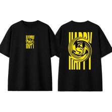 Urbvn Smiles 3 Tasarım Baskılı Siyah Oversize T-Shirt