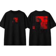 Urbvn Enemy Tasarım Baskılı Siyah Oversize T-Shirt