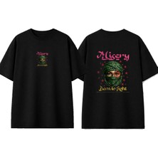 Urbvn Mistery Tasarım Baskılı Siyah Oversize T-Shirt
