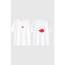Urbvn Akatsuki Tasarım Baskılı Beyaz Oversize T Shirt