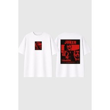 Urbvn Joker 3 Tasarım Baskılı Beyaz Oversize T Shirt