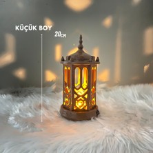 Özbience 20 cm Kahverengi Ramazan Feneri, Pil ile Çalışan Şık Dekorasyon