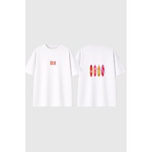Urbvn Surf Board Tasarım Baskılı Beyaz Oversize T Shirt
