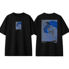 Urbvn Rosalia Tasarım Baskılı Siyah Oversize T-Shirt