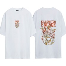 Urbvn Killswitch 1 Tasarım Baskılı Beyaz Oversize T Shirt