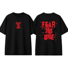Urbvn Fear No One Tasarım Baskılı Siyah Oversize T-Shirt