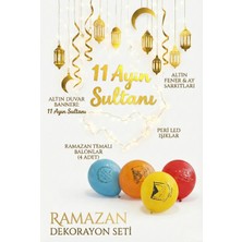 Özbience Ramazan LED Duvar Süsü Seti, Ay Yıldız ve Fener Figürlü, Pilli Işıklı