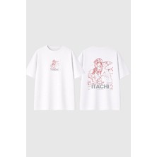 Urbvn Itachi 2 Tasarım Baskılı Beyaz Oversize T Shirt