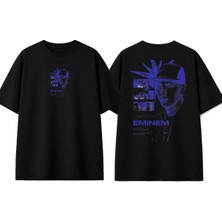 Urbvn Eminem 4 Tasarım Baskılı Siyah Oversize T-Shirt