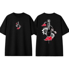 Urbvn Samurai Gun Tasarım Baskılı Siyah Oversize T-Shirt