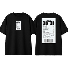 Urbvn Born To Die Tasarım Baskılı Siyah Oversize T-Shirt