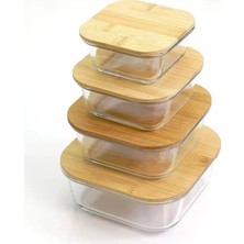 Skygo Bambu Kapaklı Vakumlu Cam Saklama Kabı Seti – Yuvarlak, Kare ve Dikdörtgen Gıda Saklama Kabı – Hava Geçirmez Kahvaltılık ve Mutfak Düzeni Için Cam Doğal Ahşap Kapaklı (Kare, 725 Ml)