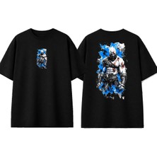 Urbvn Guardian Blue Tasarım Baskılı Siyah Oversize T-Shirt