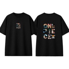 Urbvn One Piece Tasarım Baskılı Siyah Oversize T-Shirt