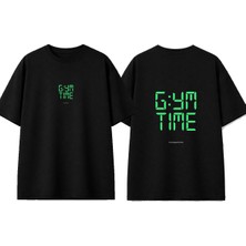 Urbvn Gym Time Tasarım Baskılı Siyah Oversize T-Shirt