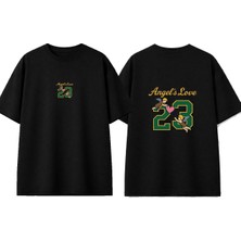 Urbvn Angel Number Tasarım Baskılı Siyah Oversize T-Shirt
