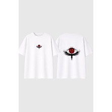 Urbvn Anime Eyes Bird Tasarım Baskılı Beyaz Oversize T Shirt