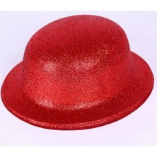 Zero Land Snmswrld Kırmızı Renk Yuvarlak Simli Plastik Parti Şapkası