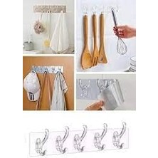 Skygo Süper Güçlü Yapışkanlı 5'li Şeffaf Banyo ve Mutfak Askısı