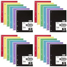 Skygo Spiral Defter, 24 Paket, 1-Konu, Geniş Çizgili Kağıt, 7-1/2" x 10-1/2", Dizüstü Bilgisayar Başına 70 Sayfa, Renk Değişebilir (05510)