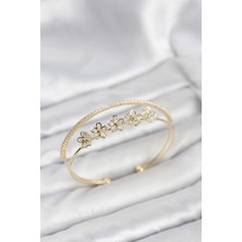 Hatıra Kutusu Çiçek Model Pirinç Gold Renk Kadın Bileklik - Lisinya