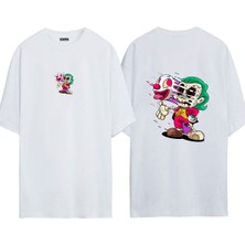 Urbvn Joker Anime 1 Tasarım Baskılı Beyaz Oversize T Shirt