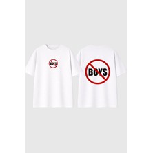 Urbvn Boys Allert Tasarım Baskılı Beyaz Oversize T Shirt