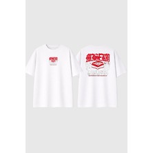 Urbvn Ghetto 6 Tasarım Baskılı Beyaz Oversize T Shirt
