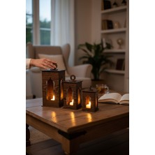 Özbience Pilli LED Ramazan Feneri 3'lü Set, Nikah Süslemesi, Dekoratif ve Hediye