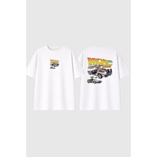 Urbvn Back To Tasarım Baskılı Beyaz Oversize T Shirt