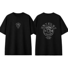 Urbvn Lifting Club Tasarım Baskılı Siyah Oversize T-Shirt