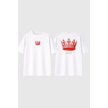 Urbvn No King Tasarım Baskılı Beyaz Oversize T Shirt