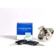 Skygo Genel Metal Çekmece Kilidi, Oval Std, Modern Stil, Manuel Kontrol, Metal Gövde, 8.0 x 4.0 x 2.5 cm