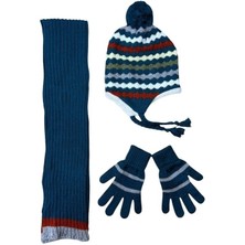 Urfakent 3'lü Çocuk Triko Atkı Bere Eldiven Seti (3-7 Yaş) – Kışlık Aksesuar Takımı Lacivert