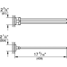 Skygo Start Ikili Uzun Havluluk, 439 Mm, Duş, Banyo Aksesuarları, Krom, 41183000