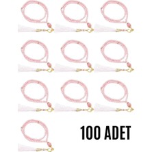 Urfakent Namaz Tesbihi Vavlı 99'lu Cam Incili Amenerrasulü Dua Kartı Ile Pembe Renk Hediyelik 100 Adet